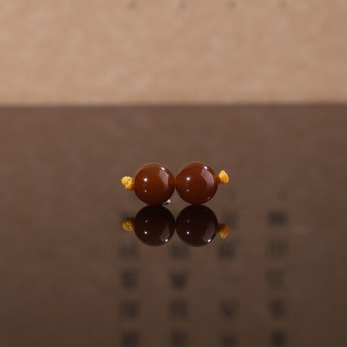 天然和田玉且末糖圆珠5.8mm 374号深色咖啡糖 散珠单珠腰珠配饰
