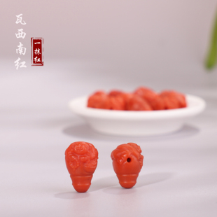 一抹红 天然川料瓦西南红 弥勒佛公三通满色满肉精工雕刻珠串配饰