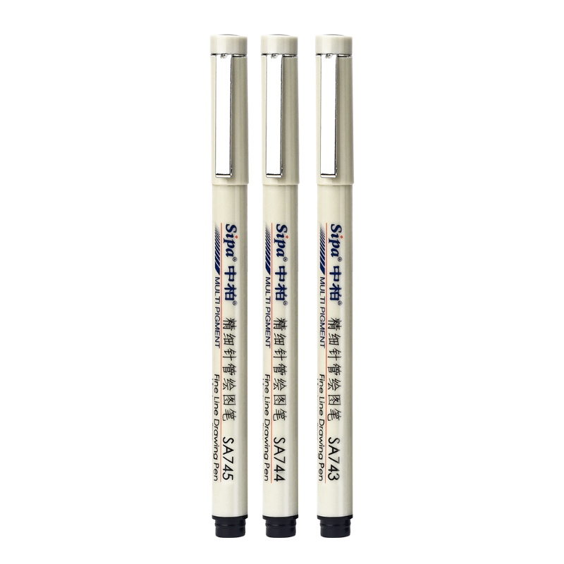 中柏针管笔美术专用防水勾线笔不晕染专业漫画描边美术专用儿童动漫绘画笔描边设计绘图速写墨线br软头勾线笔