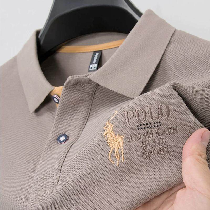 高端100%纯棉男士长袖秋装polo衫