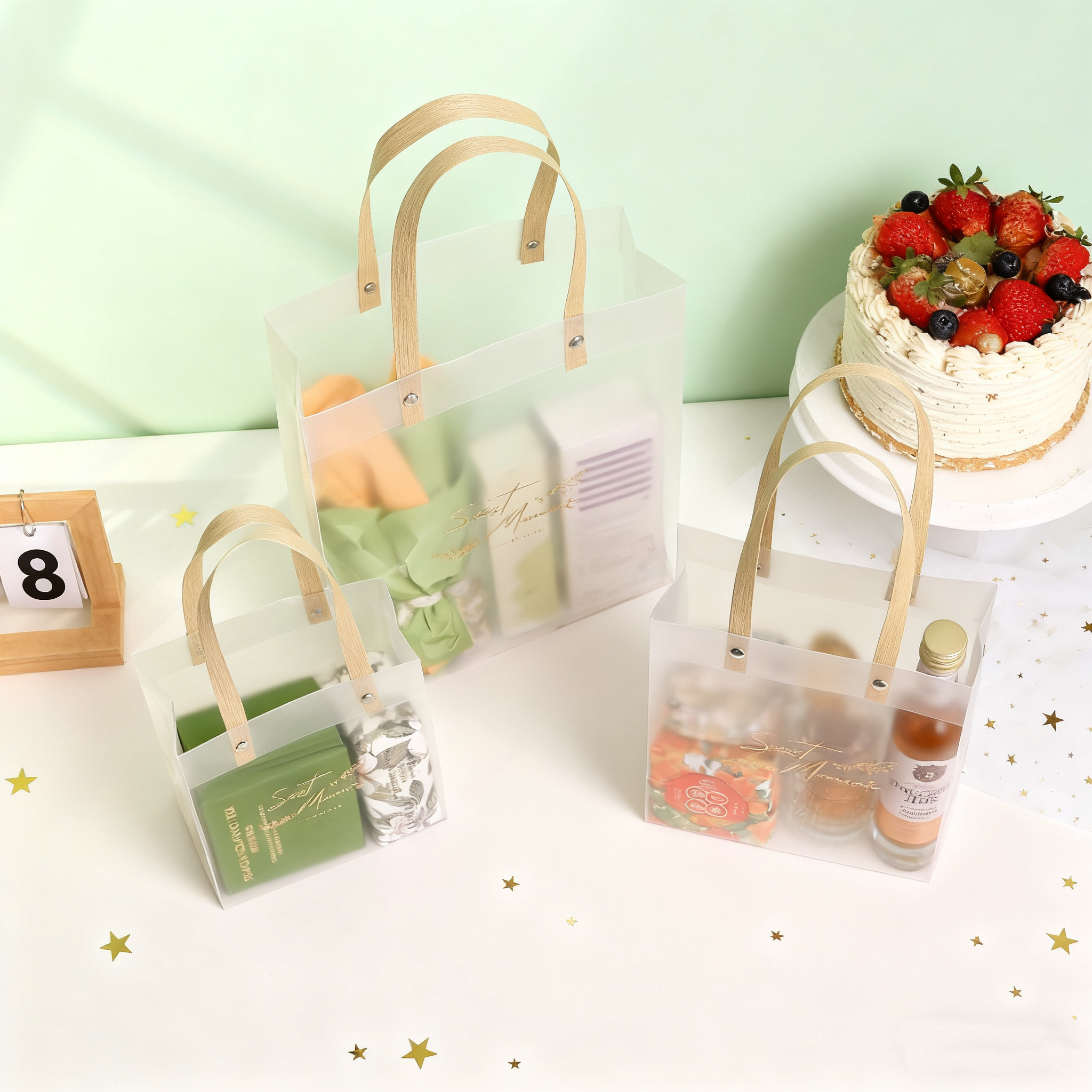 磨砂手提袋幼儿园生日礼品包装袋开学新生礼物袋结婚伴手礼喜糖袋