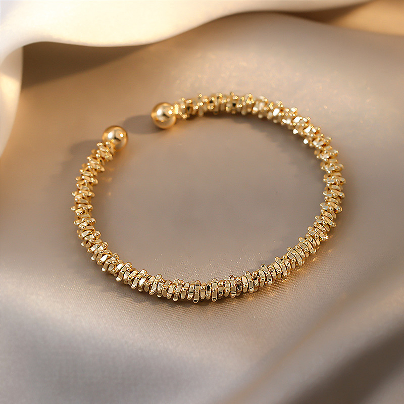 韩国复古麻花开口手镯 黄色不规则欧美手镯 韩版创意冷淡风手饰女