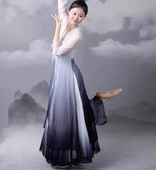 书简舞水墨古典舞蹈服饰艺考练功飘逸身韵外披风开衫 渐变纱衣表演