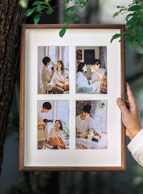 创意四联组合4宫格摆台洗照片做成情侣婚纱照相簿照片打印加相框