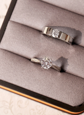 情侣锆石镶嵌开口可调节大小