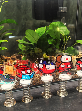波兰球可爱卡通动漫弹簧桌面摆件亚克力车载装饰品创意网红摆件