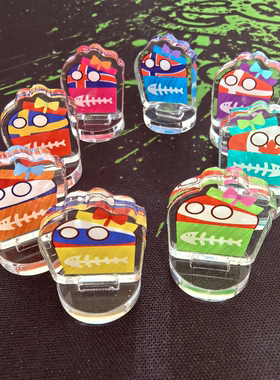 波兰球卡通可爱透明亚克力徽章彩色造型创意小礼品小立牌