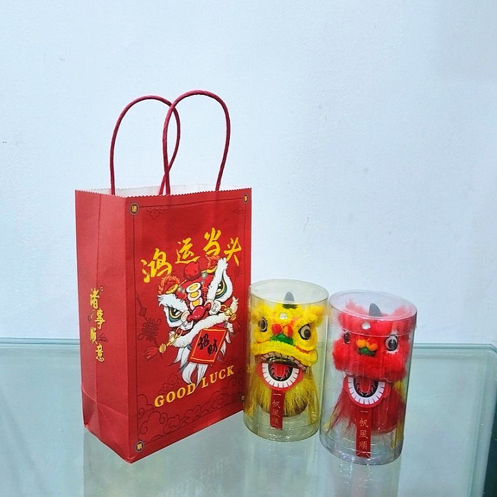 广东佛山醒狮微型对联小鼓狮传统手工制作中国风特色礼物送礼手信