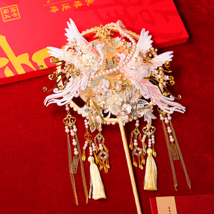 团扇新娘结婚喜扇双面高级送闺蜜婚礼礼物diy材料包重工秀禾扇子