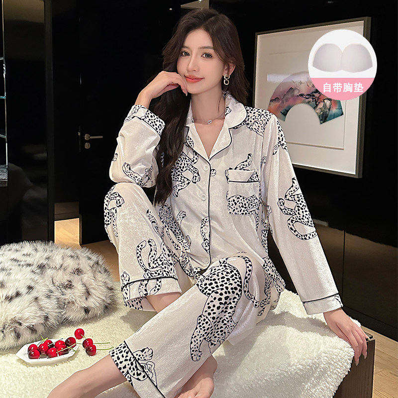 金丝绒睡衣女士春秋季长袖202睡衣/家居服套装