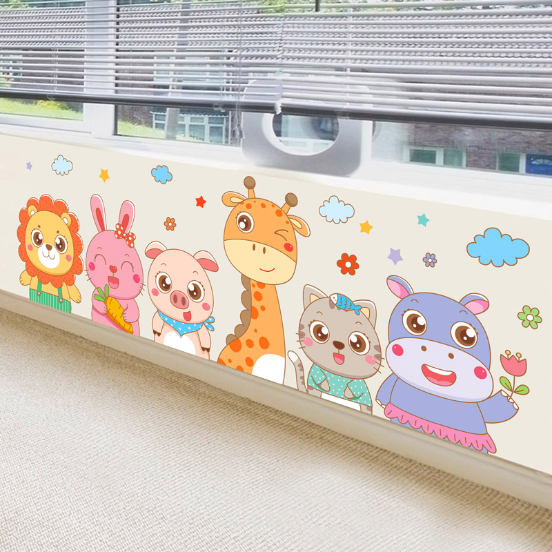 幼儿园创意卡通主题贴画墙纸班级教室走廊过道可爱动物装饰墙贴画图片