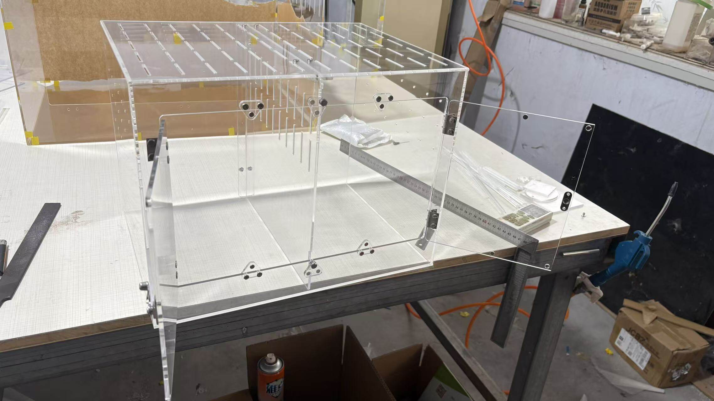 高清透明有机玻璃亚克力一体爬宠箱守宫寄居蟹角蛙蜥蜴爬虫饲养盒