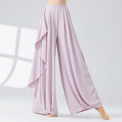 古典舞蹈裤女直筒飘逸宽松阔腿裤中国舞练功设计感休闲瑜伽飘带裤