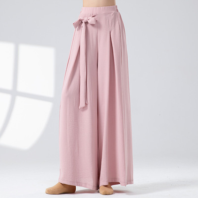 古典舞舞蹈裤女新款系带捏褶练功裤飘逸阔腿裤普拉提休闲瑜伽裤子