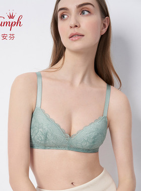 黛安芬简约蘩叶蕾丝无钢圈夏季内衣女大胸文胸E003224