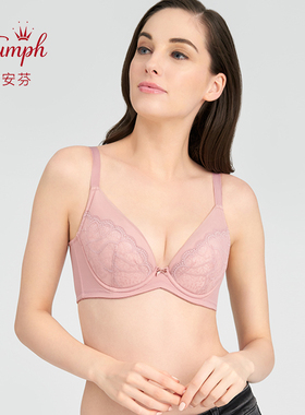 黛安芬经典系列内衣女大胸简约深V提升上托文胸16-7369