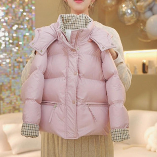 【免洗】女童羽绒棉服中大童拼色中大童棉衣加绒外套冬装pu皮