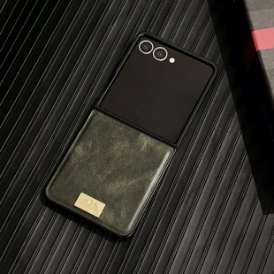 高端时尚 复古皮质外壳zflip6商务简约全包高级zflip5经典 男女小众防摔w24flip轻奢 三星zflip7手机壳新款 适用