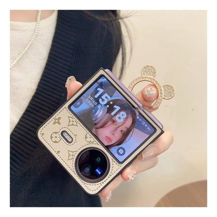 适用vivo xflip手机壳高档皮质情侣简约防摔高级感全包创意手提便携指环新款卡通女潮牌超薄时尚奢华网红爆款