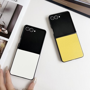 多巴胺纯色皮质适用 创意w24flip男女高级感全包防摔硬壳 三星zflip7手机壳高档皮纹zflip6商务简约zflip5个性