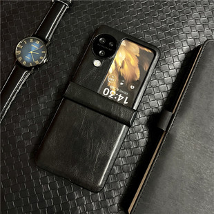 适用于oppofindn3flip手机壳高档复古皮纹全包中轴高级商务findn2flip男女款 简约小众保护壳 奢华防摔超薄个性