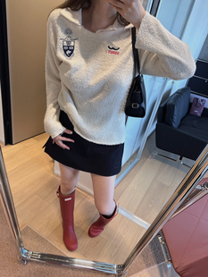 深圳南油25早秋软糯针织翻领套头卫衣宽松洋气时髦百搭休闲上衣女