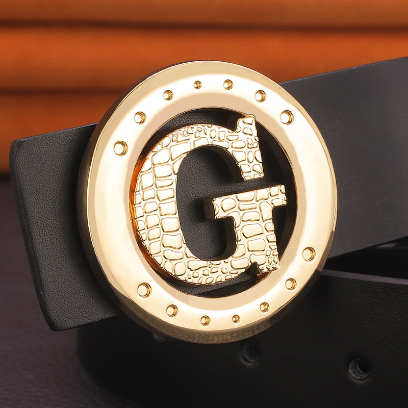 圆扣男士皮带真皮平滑扣牛皮光面青年简约牛仔裤休闲腰带百搭裤带