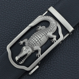 皮带男士软牛皮时尚商务正装腰带青年个性磨砂鳄鱼自动扣潮流裤袋