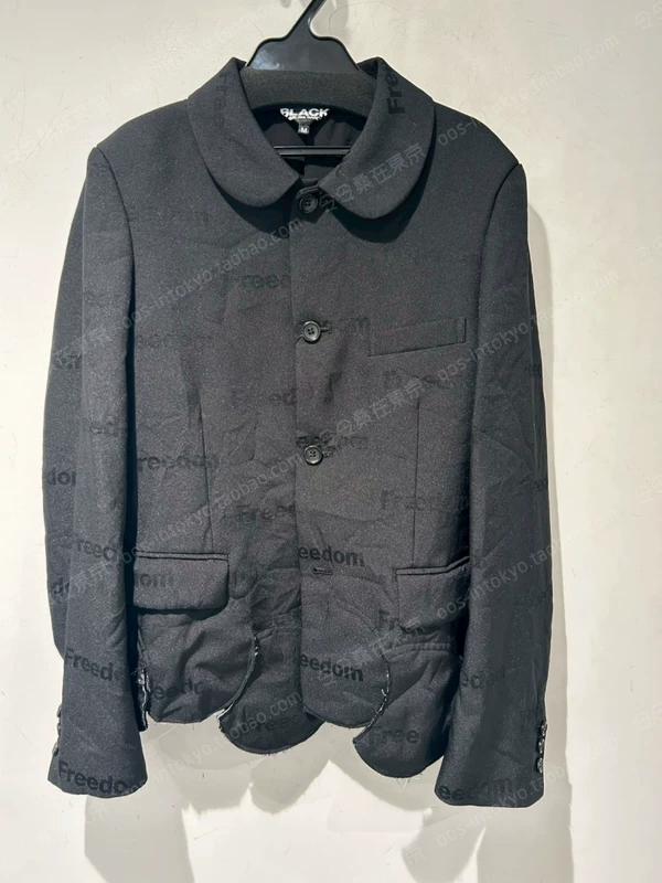 Японский закупочный агент CDG Kawakubo Rei BLACK 26SS полиэстер необработанный срез низа круглый воротник куртка