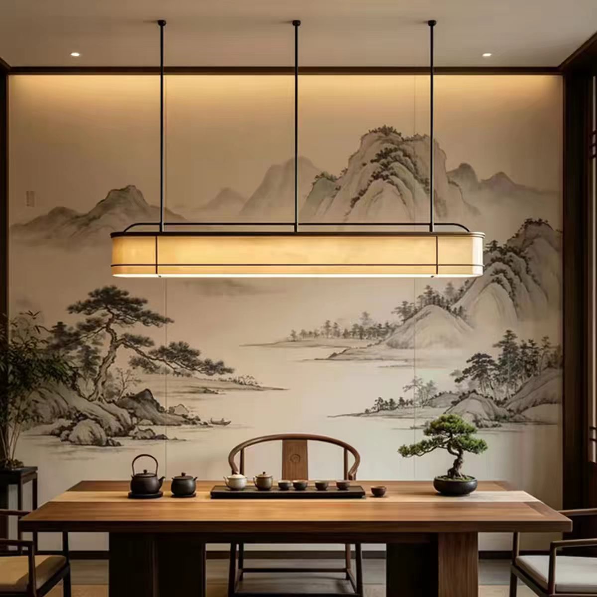 设计师新款轻奢中古风简约现代办餐厅吊灯