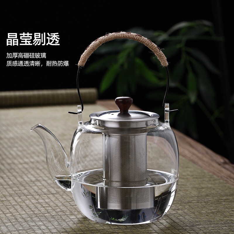 高硼硅玻璃提梁壶茶水壶电陶炉烧水煮茶壶不锈钢过滤泡茶壶茶具