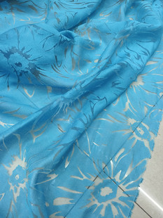 欧根纱蓝色绿色粉色梦幻紫薄透烧花烂花剪花透明纯色布料裙子汉服