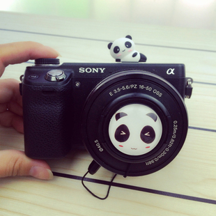 A6000A6400微单相机卡通熊猫镜头盖E16 适用于索尼 ILCE 6300L