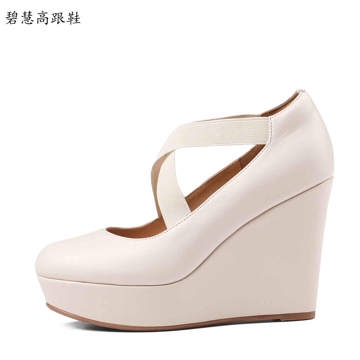 2026春款新品10.5CM坡跟防水台圆头高跟鞋形体礼仪鞋小个子不累脚