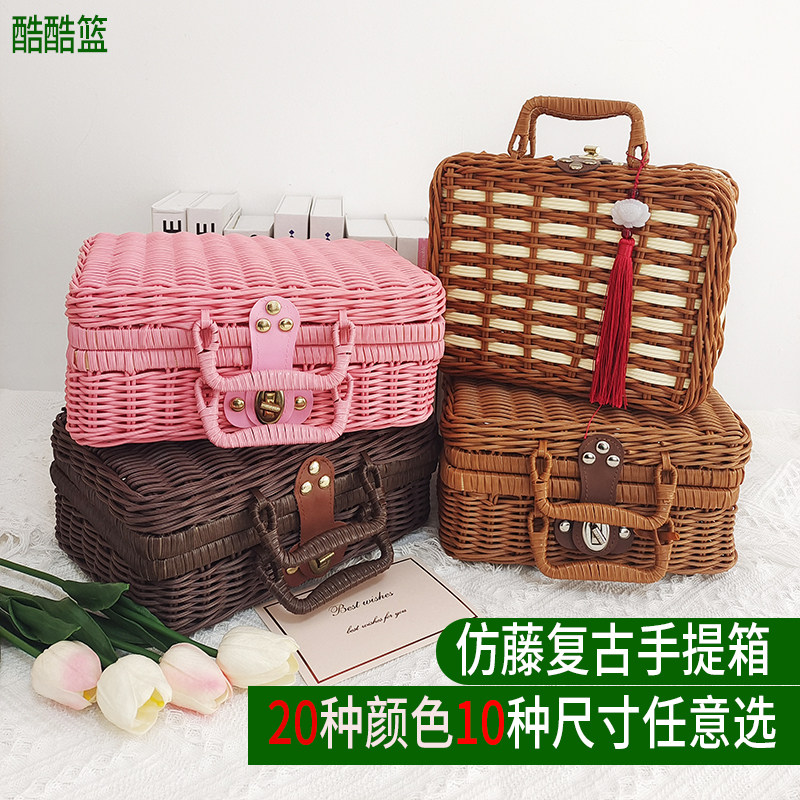 藤编伴手礼箱结婚生日礼物盒复古图片