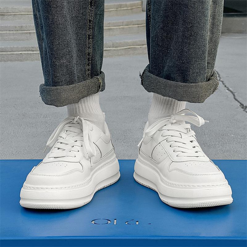 2025新款小白鞋男厚底增高真皮休闲板鞋男韩版潮流百搭时尚运动鞋
