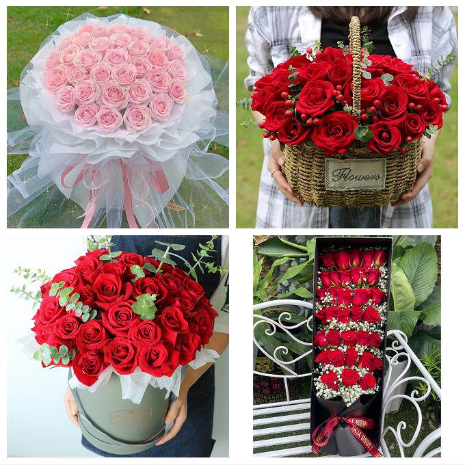 东莞市厚街沙田道滘镇洪梅镇同城鲜花店情人节表白送玫瑰花束礼盒