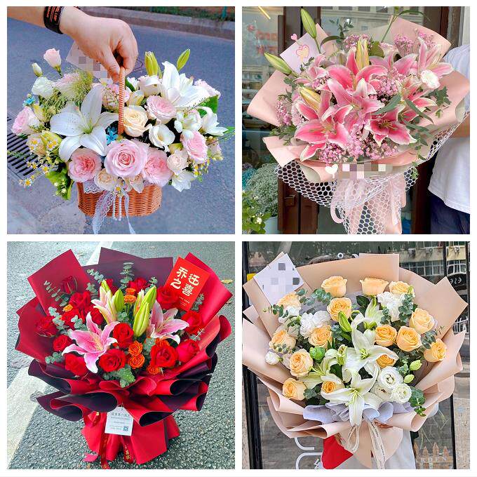 广东东莞市长安虎门厚街沙田镇鲜花店同城送玫瑰香水百合生日花束