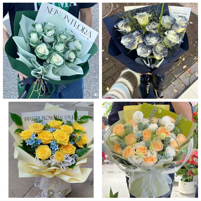 送上海市长宁区仙霞新村虹桥鲜花店卡布碎冰蓝紫玫瑰花束同城配送