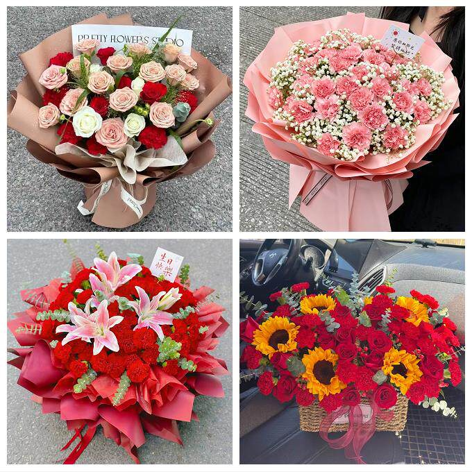 南充市顺庆高坪嘉陵区阆中市同城鲜花店送父母亲节康乃馨百合花束
