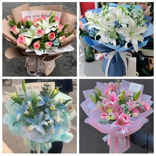 辽宁鞍山市铁东铁西立山千山区鲜花店同城送玫瑰香水百合生日花束