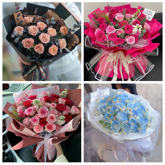 齐齐哈尔富裕克山拜泉讷河市鲜花店卡布碎冰蓝紫玫瑰花束同城配送