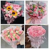 送长春市绿园区双阳区农安县同城鲜花店订38妇女节康乃馨百合花束