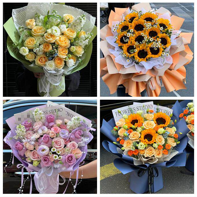 苏州市张家港市昆山市太仓市同城鲜花店订玫瑰向日葵混搭生日花束