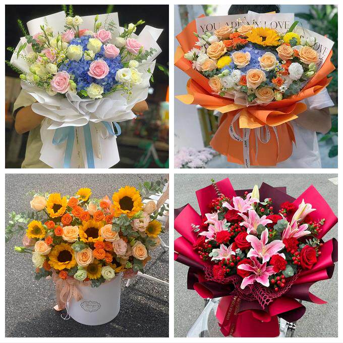 湖北武汉市洪山江夏黄陂新洲区同城鲜花店向日葵玫瑰混搭生日花束