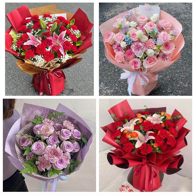 南充市顺庆高坪嘉陵区阆中市同城鲜花店订38妇女节康乃馨百合花束