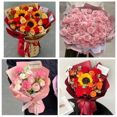 楚雄州楚雄市双柏牟定南华县同城鲜花店订38妇女节康乃馨百合花束