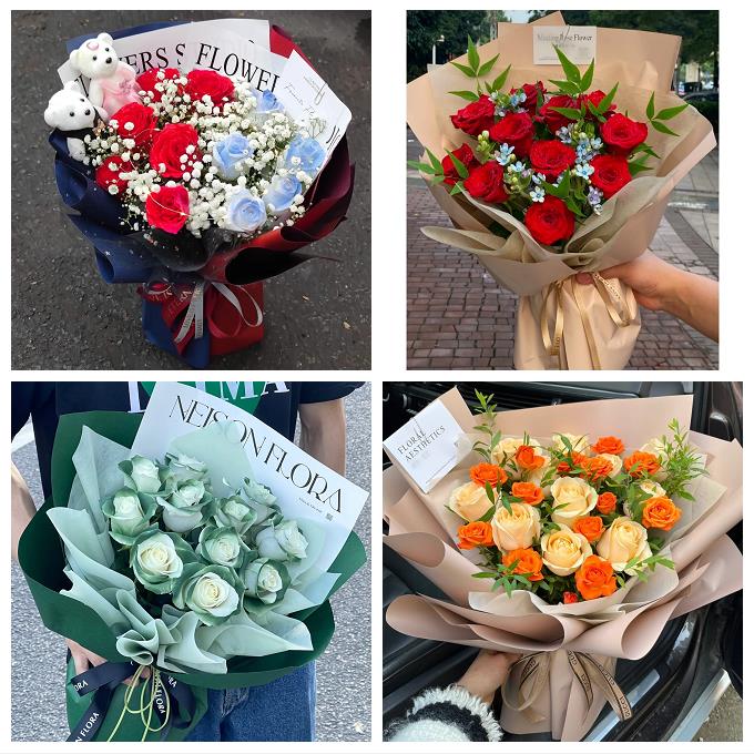 送锦州市古塔区凌河区太和区鲜花店卡布碎冰蓝紫玫瑰花束同城配送