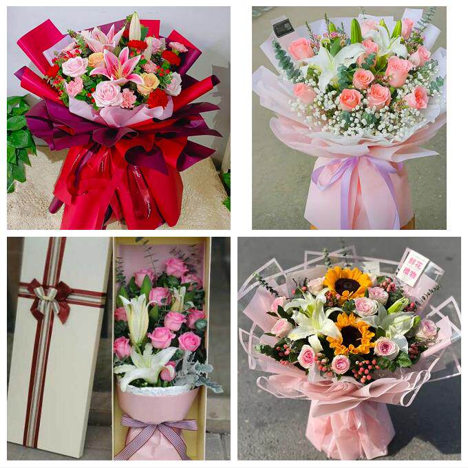 重庆市渝中区菜园坝南纪门街鲜花店同城配送老婆香水百合玫瑰花束