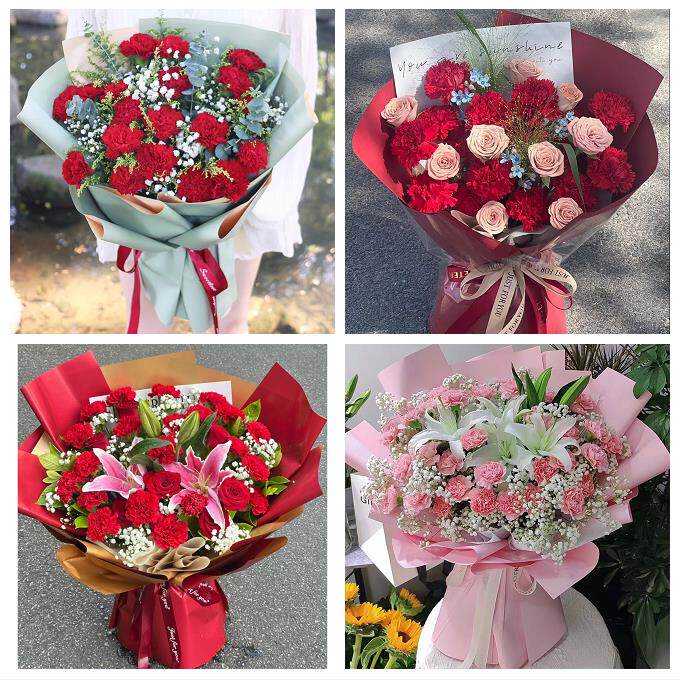 雅安市雨城名山区荥经汉源县同城鲜花店订38妇女节康乃馨百合花束